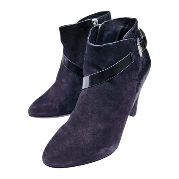 Sigerson Morrison Suede Calf Hair Pony Lux Black Ankle Boots Size 7 - Picture 8 of 13